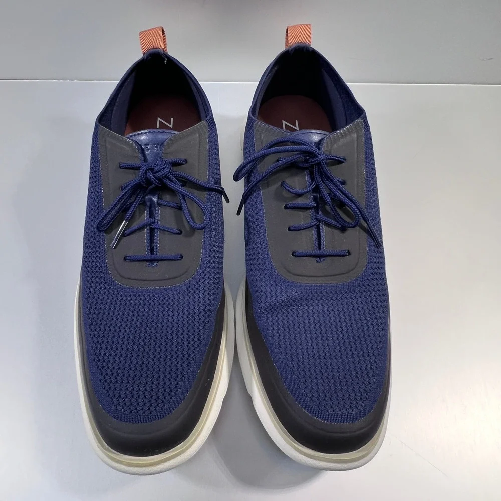 Cole Haan Zerogrand Omni Navy Blue knit Brown leather Oxford Sneaker 11.5 shoe